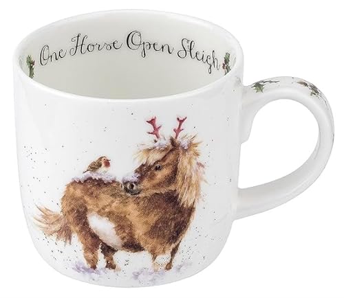 Royal Worcester Wrendale Deigns One Horse Oprn Sleigh Tasse mit Weihnachtspferd, 0,3 l von Wrendale Designs