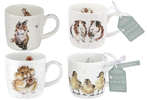 Wrendale Designs Royal Worcester Cute Animal Collection Set mit 4 Tassen von Wrendale Designs