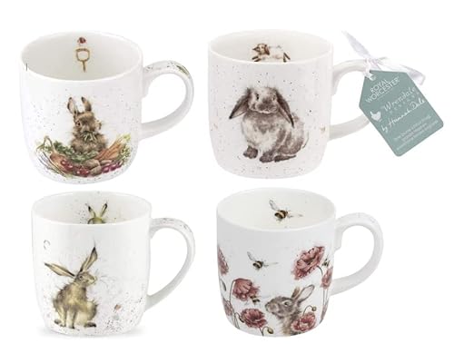 Wrendale Designs Royal Worcester Tasse Collection Hasen und Kaninchen, 4 Stück von Wrendale Designs