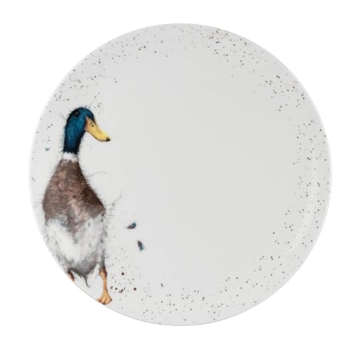 Royal Worcester Wrendale Dessertteller 26,5 cm in 4 Designs – Hase, Schnurrmmaus und Ente - White Plate Duck von Wrendale Designs