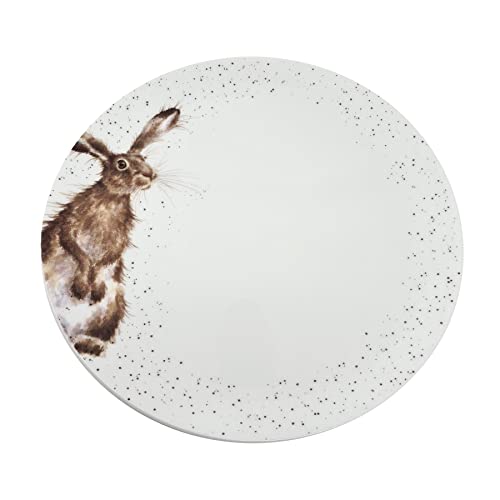 Royal Worcester Wrendale Dessertteller 26,5 cm in 4 Designs – Hase, Schnurrmmaus und Ente - White Plate Hare von Wrendale Designs