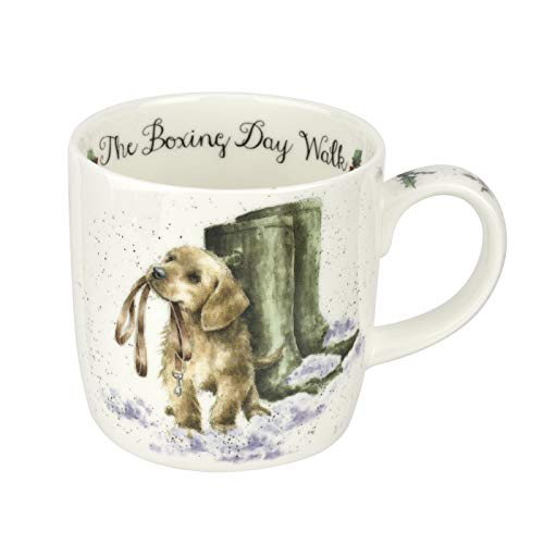 Wrendale Designs - Boxing Day Walk (Hund) Einzeltasse aus Knochenporzellan, mehrfarbig, 8 x 12 x 8 cm von Wrendale Designs