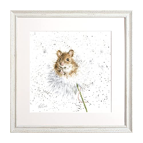 Wrendale Designs "Dandilion Maus Gerahmter Kunstdruck mit eigenhändiger Unterschrift 44 Centimeter (White) von Wrendale Designs