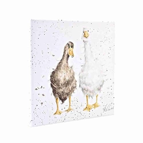 Wrendale Designs Ente und Gans auf weißem Quadrat Leinwand 20 Zentimeter Freunde seit dem Ei von Wrendale Designs