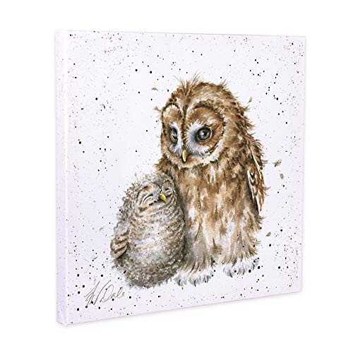 Wrendale Designs Eulendruck auf weißem Quadrat Leinwand 20 Zentimeter Owl Ways by My Side von Wrendale Designs