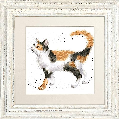 Wrendale Designs Gerahmtes Bild "Calico Cat Schildpatt" – verschiedene Rahmenfarben (weiß) von Wrendale Designs