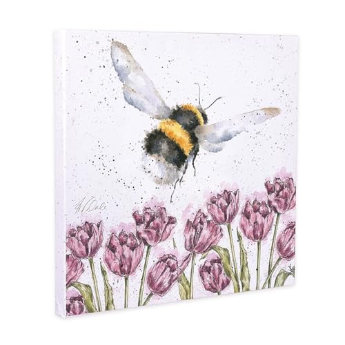 Wrendale Designs Kunstdruck auf Leinwand, Motiv Flight of The Hummel, quadratisch, 20 cm, Weiß von Wrendale Designs