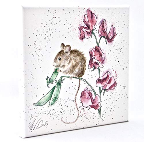 Wrendale Designs Mausdruck auf weißem Quadrat Leinwand 20 Zentimeter The PEA Thief von Wrendale Designs