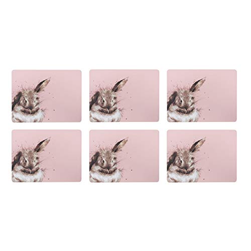 Wrendale Designs Platzdeckchen mit Kaninchen-Motiv, Rosa, 6 Stück von Wrendale Designs