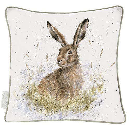 Wrendale Designs The Country Set Kissen Into The Wild mit Federfüllung, Hase, groß von Wrendale Designs