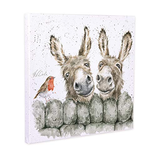 Wrendale Leinwand klein, Aufdruck Eselpaar&Rotkehlchen, HEE-Haw, 20x20 cm von Wrendale Designs
