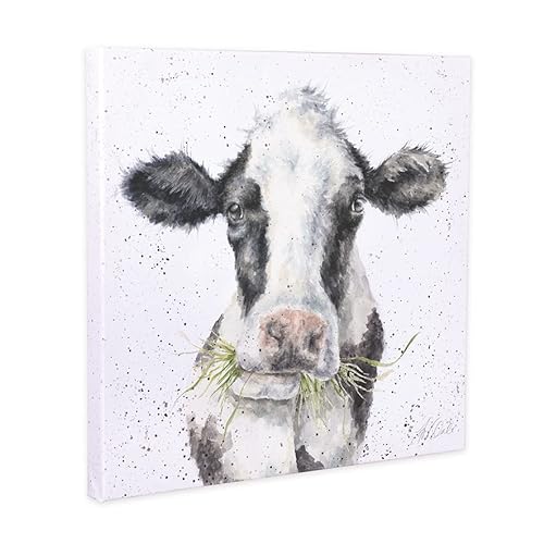 Wrendale Designs Leinwanddruck Milk Maid Kuh, quadratisch, 20 cm, Weiß von Wrendale Designs by Hannah Dale