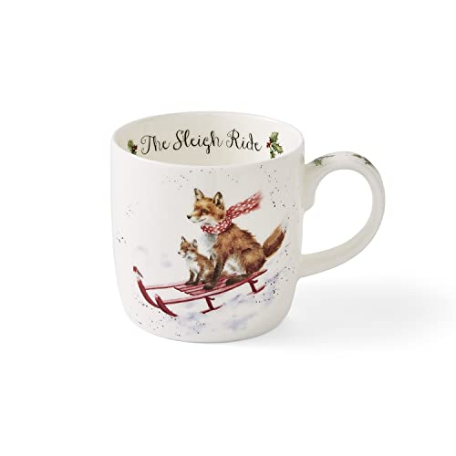 Wrendale Designs Schlittenfahrt Tasse Fuchs und Junge auf Schlitten von Wrendale Designs