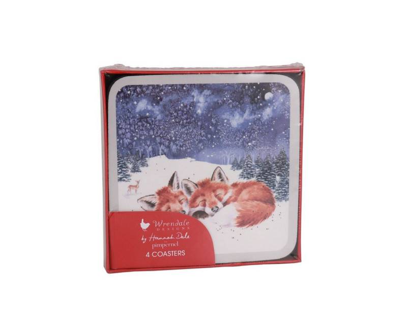 Wrendale Glasuntersetzer Wrendale Designs 4-teiliges Glas-Untersetzer-Set Waldweihnacht von Wrendale