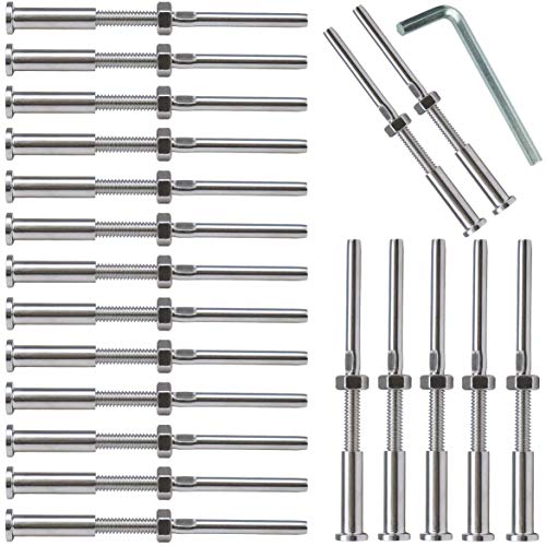 20 Stück unsichtbare Spannschloss Hand Swage Gewindebolzen Spannung Sechskantkopf Endmontage Empfänger Terminal für 1/8 Zoll Kabelgeländer 20 Stück unsichtbare Spannschloss Hand Swage Gewindebolzen Spannung Sechskantkopf Endmontage Empfänger Terminal für 1/8 Zoll Kabelgeländer von Wresetly