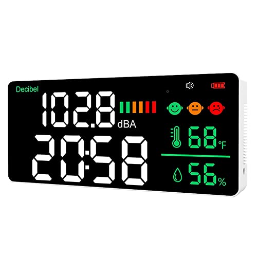 Wresetly Meter Rauschmessgerät 30-130DB Bereich 11 Zoll LED Anzeige Rauschzeit Temperatur von Wresetly