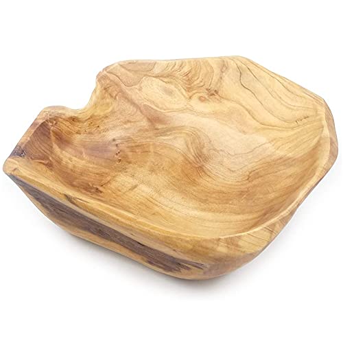 Wresetly Obstsalat aus Holz, Servierschüssel aus Holz, handgeschnitzt, kreativ, Bonbon-Schale aus Holz, 20 – 24 cm von Wresetly