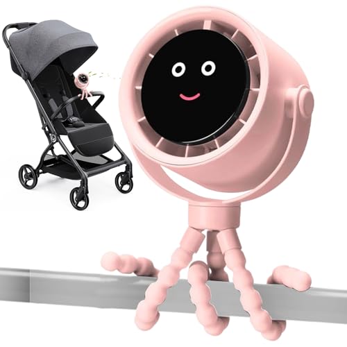 Clip Fan Stroller Mount, Portable Battery Operated Air Cooler, Small Cooling Fan with LCD Display for Crib Car Seat Bike Treadmill Travel, Baby Essentials for Beach Outings Indoor Naps Outdoor Comfort von Wrohto