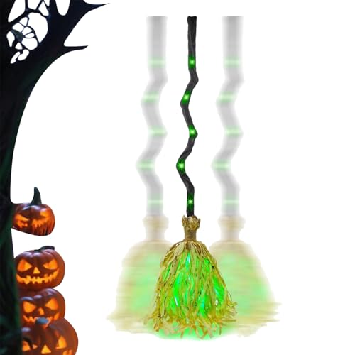 Halloween Broom Decor - Grüne LED Witches für Halloween | PP Build mit beleuchtetem gruseligem Design, Dekoration für Tür, Haus, draußen, Urlaubsausstellung Halloween Broom Decor - Grüne LED Witches für Halloween | PP Build mit beleuchtetem gruseligem Design, Dekoration für Tür, Haus, draußen, Urlaubsausstellung von Wrohto