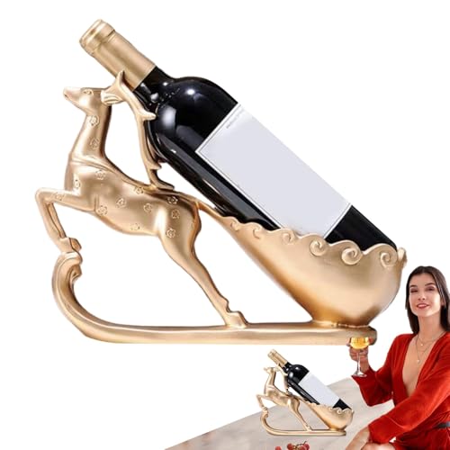 Weinflaschenhalter Weihnachten Rentier Weinregal Vintage Weindisplay Tisch Weinständer Urlaub Weinhalter Harz Weinhalter Weihnachtsdekoration Weinregal Hirsch Figur Weinständer Rustikal von Wrohto