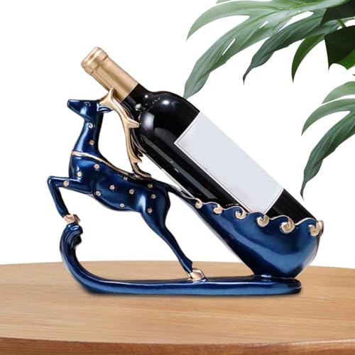 Weinflaschenhalter Weihnachten Rentier Weinregal Vintage Weindisplay Tisch Weinständer Urlaub Weinhalter Harz Weinhalter Weihnachtsdekoration Weinregal Hirsch Figur Weinständer Rustikal von Wrohto