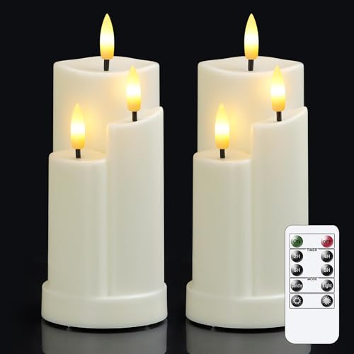 Wroxipel 2er Pack flammenlose Elfenbein LED-Kerzen mit 3 Dochten aus Kunststoff und Fernbedienung, 7,5cm x15cm Batteriebetriebene Kerzen mit flackernder Timerfunktion Wroxipel 2er Pack flammenlose Elfenbein LED-Kerzen mit 3 Dochten aus Kunststoff und Fernbedienung, 7,5cm x15cm Batteriebetriebene Kerzen mit flackernder Timerfunktion von Wroxipel