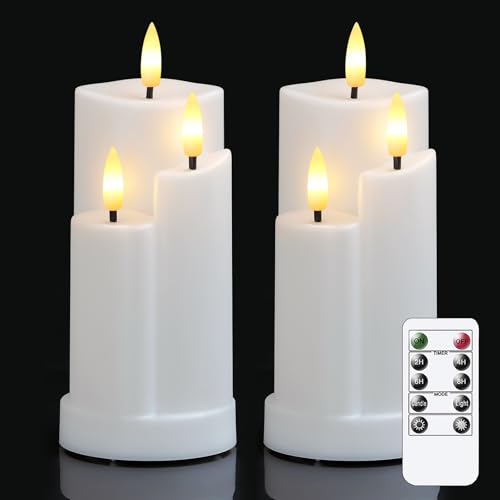 Wroxipel 2er Pack flammenlose Weiß LED-Kerzen mit 3 Dochten aus Kunststoff und Fernbedienung, 7,5cm x15cm Batteriebetriebene Kerzen mit flackernder Timerfunktion Wroxipel 2er Pack flammenlose Weiß LED-Kerzen mit 3 Dochten aus Kunststoff und Fernbedienung, 7,5cm x15cm Batteriebetriebene Kerzen mit flackernder Timerfunktion von Wroxipel