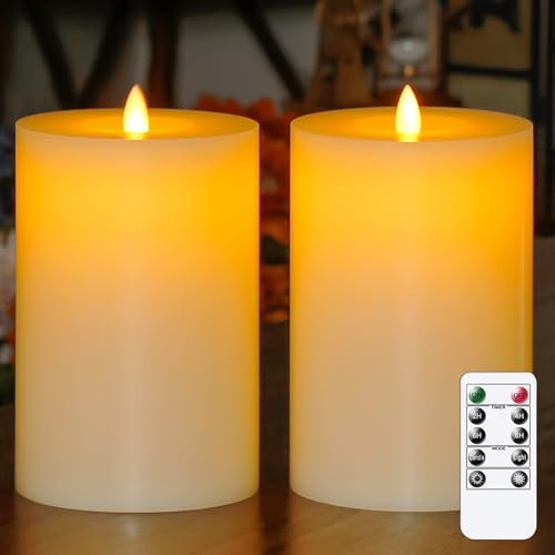 Wroxipel Flammenlose beweglicher Docht Fernbedienung & Timerfunktion 10cm x15cm LED-Kerzen aus echtem Wachs, batteriebetriebenes flackerndes Elfenbein 2er Pack hohe Kerzen Wroxipel Flammenlose beweglicher Docht Fernbedienung & Timerfunktion 10cm x15cm LED-Kerzen aus echtem Wachs, batteriebetriebenes flackerndes Elfenbein 2er Pack hohe Kerzen von Wroxipel