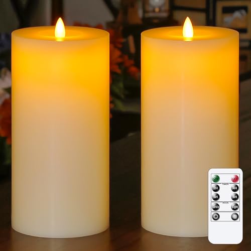 Wroxipel Flammenlose beweglicher Docht Fernbedienung & Timerfunktion 10cm x20cm LED-Kerzen aus echtem Wachs, batteriebetriebenes flackerndes Elfenbein 2er Pack hohe Kerzen Wroxipel Flammenlose beweglicher Docht Fernbedienung & Timerfunktion 10cm x20cm LED-Kerzen aus echtem Wachs, batteriebetriebenes flackerndes Elfenbein 2er Pack hohe Kerzen von Wroxipel