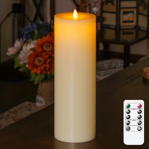 Wroxipel Flammenlose beweglicher Docht Fernbedienung & Timerfunktion 10cm x30cm LED-Kerzen aus echtem Wachs, batteriebetriebenes flackerndes Elfenbein 1er Pack hohe Kerzen Wroxipel Flammenlose beweglicher Docht Fernbedienung & Timerfunktion 10cm x30cm LED-Kerzen aus echtem Wachs, batteriebetriebenes flackerndes Elfenbein 1er Pack hohe Kerzen von Wroxipel