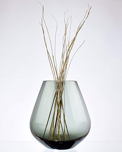 Wrzesniak Glassworks Handgefertigte Blumenvase aus farbigem Glas, mundgeblasen, Schwarz von Wrzesniak Glassworks