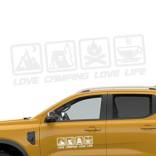 Autoaufkleber,LOVE CAMPING LOVE LIFE Buchstaben Autoaufkleber Aufkleber Text Sticker Fürs Auto Und Motorrad Tuning Aufkleber Sticker Sprüche Aufkleber Fenstersticker Für Auto Wand Laptop von Wscwl
