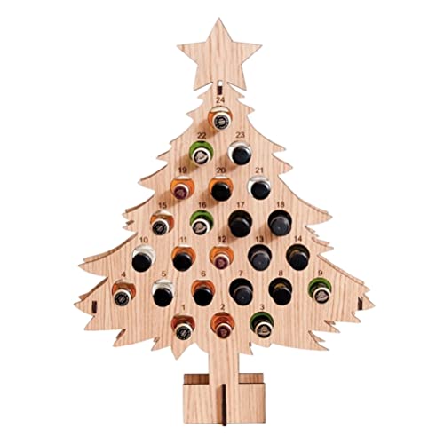 Wsrcxx Stapelbares Weinregal, Adventskalender 24 hölzerne Weihnachtsbaum-Weinhalter, Arbeitsplatte, Weinständer, Organizer, Aufbewahrungsregal für Weihnachten von Wsrcxx