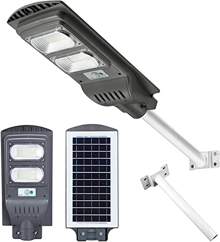 Wstan 200W Solar Straßenlaternen im Freien, LED Solarbetriebene Straßenlampe mit Bewegungsmelder, Dämmerung bis Morgengrauen Solar Außenstrahler IP65 wasserdichter von Wstan