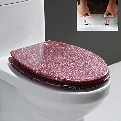 Premium Glitzernde Toilettendeckel Mit Absenkautomatik Abnehmbar WC Sitz Mit Absenkautomatik, Klodeckel Mit Absenkautomatik, Toilettensitz, WC Deckel, Toilettenbrille Klobrille, Oval,Rosa von Wttfc