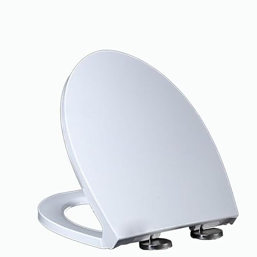 Toilettendeckel mit Absenkautomatik, V Form WC Sitz mit Quick Release, Leicht zu Reinigen, Softclose Toilettensitz Klodeckel Klobrille WC Deckel aus Harnstoff-Formaldehyd, Weiß, 44x36cm von Wttfc