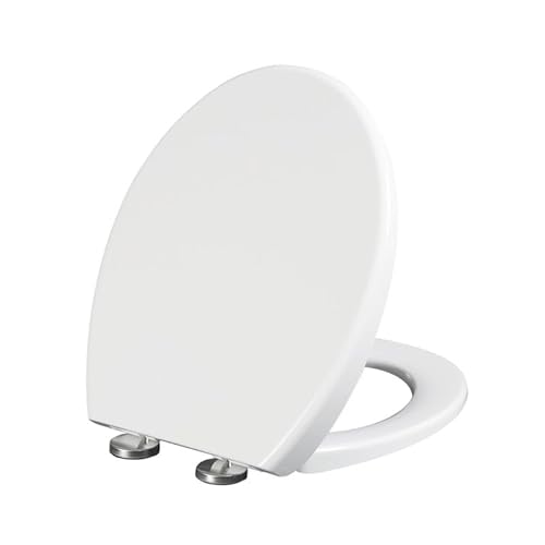 V Form WC-Sitz mit Absenkautomatik, Toilettensitz aus Harnstoff-Formaldehyd, Toilettendeckel Klodeckel Klobrille WC Deckel mit Quick Release für Leicht zu Reinigen, Weiß, 45x36cm von Wttfc