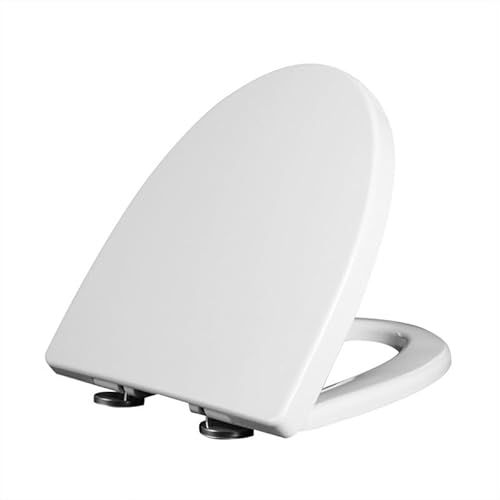 WC-Sitz aus Harnstoff-Formaldehyd, Toilettensitz mit Absenkautomatik, 200 kg Belastung, WC-Deckel mit Softclose und Quick-Release-Funktion, V Form Klodeckel, Weiß, 46x38.5cm von Wttfc