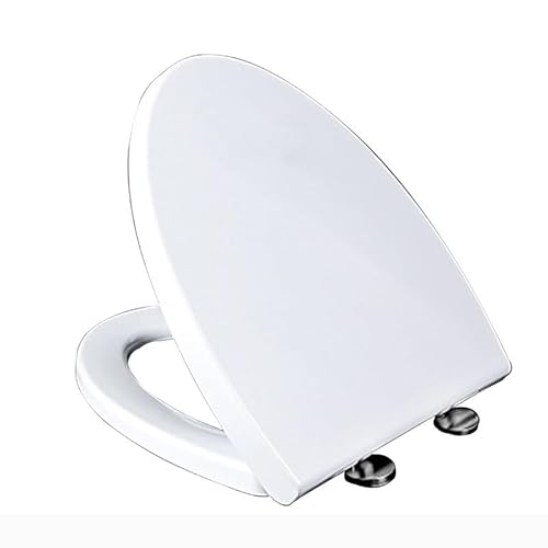 WC-Sitz aus Harnstoff-Formaldehyd, Toilettensitz mit Absenkautomatik, 200 kg Belastung, WC-Deckel mit Softclose und Quick-Release-Funktion, V Form Klodeckel, Weiß, 47x39cm von Wttfc