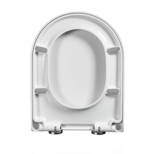 Wttfc WC Sitz D-Form Toilettensitz Mit Absenkautomatik Toilettendeckel, Top-Fixierung, Verstellbare Scharniere, Einfache Installation, Klodeckel Weiße Toilettensitze in D-Form,02B von Wttfc