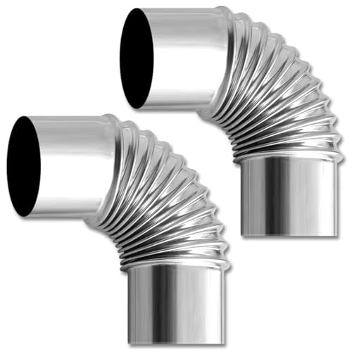 Ofenrohrbogen, 90 Grad, 75mm, Edelstahl-Schornstein, for Outdoor-Camping-Holzofen, Schornstein, Warmwasserbereiter-Abgasrohr(2pcs) von WuCaZRRsy