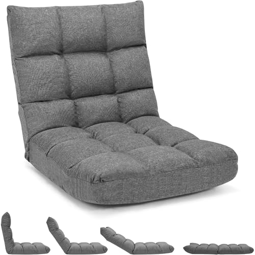 Klappbares Schlafsofa, Bodensitz Im Wohnzimmer, Verstellbarer Klappstuhl mit Rückenstütze, Leicht Zu Transportieren Und Zu Lagern, Geeignet Zum Nickerchen, Lesen, Spielen, Arbeiten, Anschauen gray von WuDLi