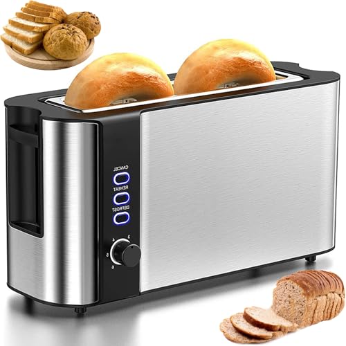 Kommerzieller Brotbäcker, 4 Slice Toaster mit Langen Slots, Doppelwandgehäuse, 6 Toasteinstellungen, Aufschwung -Abbrechen -Funktion, Abnehmbares Erwärmungsregal Und Abnehmbares Krümelschale Kommerzieller Brotbäcker, 4 Slice Toaster mit Langen Slots, Doppelwandgehäuse, 6 Toasteinstellungen, Aufschwung -Abbrechen -Funktion, Abnehmbares Erwärmungsregal Und Abnehmbares Krümelschale von WuDLi