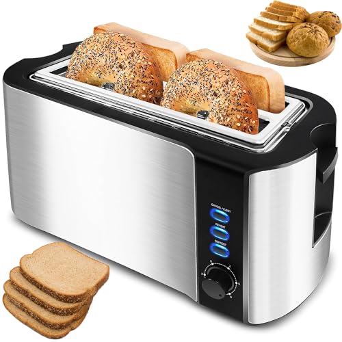 Long Slot 4 Slice Toaster, Kommerzieller Brotbäcker, Doppelwandgehäuse, 6 Toasteinstellungen, Aufschwung Auf Abbrechen, Eingebaut von WuDLi