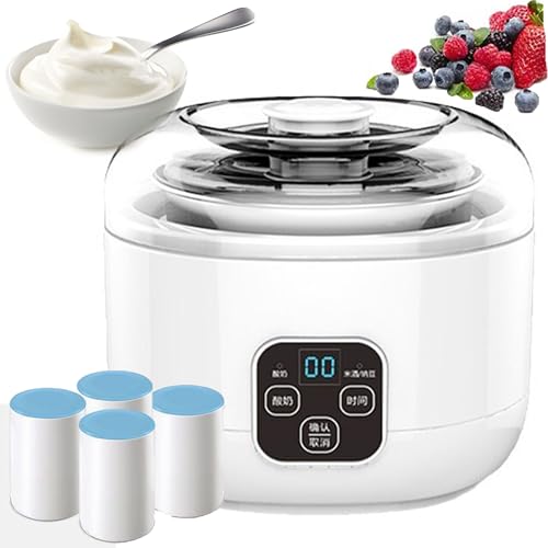Ultimativer Joghurtbereiter, 1000Ml Automatischer Joghurtbereiter mit 4 X 200Ml Keramikbechern, Led Display, 360° Thermostatische Fermentierung und Timer, für zu Hause Joghurt, Käsebereiter Ultimativer Joghurtbereiter, 1000Ml Automatischer Joghurtbereiter mit 4 X 200Ml Keramikbechern, Led Display, 360° Thermostatische Fermentierung und Timer, für zu Hause Joghurt, Käsebereiter von WuDLi