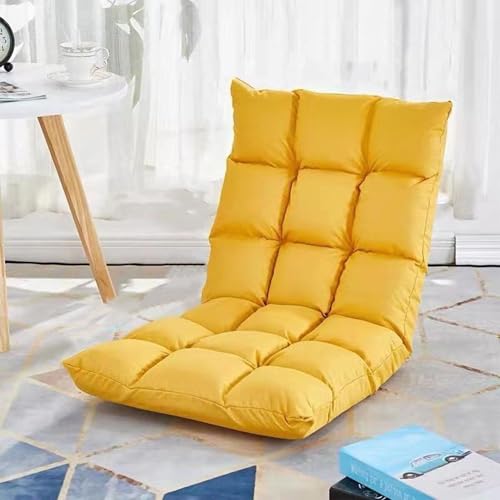 WuDLi Wohnzimmerbodensitz, Verstellbarer Klappstuhl mit Rückenstütze, Klappstuhl, Einfach Zu Tragen Und Zu Lagern, Geeignet Zum Nickerchen, Lesen, Spielen, Arbeiten, Beobachten Yellow von WuDLi