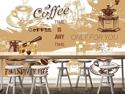 Fototapete 3d effekt tapete Retro-Kaffee Vlies Tapeten Wandtapete Wohnzimmer Schlafzimmer Wand Dekoration Moderne 300CM(B)*210CM(H) von WuHaomural