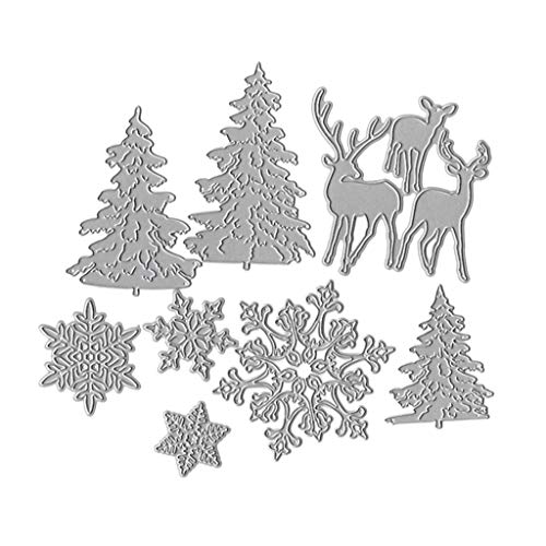 WuLi77 Weihnachtsbaum-Schneeflocke-Rotwild Metall Stanzschablone Die Stanzen Zum Basteln Von Karten, Prägeschablone Für Scrapbooking, DIY Album, Papier, Karten, Kunst, Dekoration von WuLi77