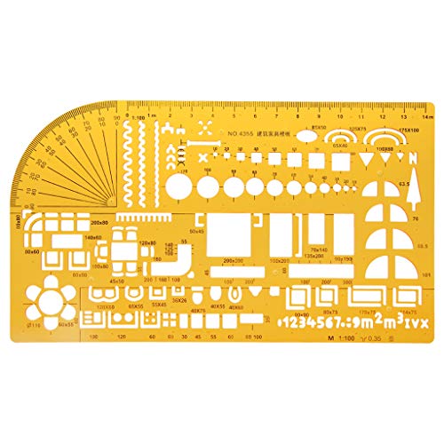 WuLi77 Zeichenschablonen, professionelle Universal-Möbelbau-Architekten-Schablone, Lineal 1:100, für Zeichnen, Ingenieurwesen, Zeichnen, Gebäude, Schule, Bürobedarf von WuLi77