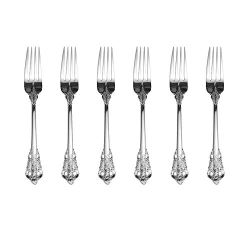 WuLun Silber Besteck-Set Barock, Antik Look, aus 18/10 Edelstahl Spiegelpolierte, ideal für Haus, Küche, Restaurant, Hochzeit, Partys, Nachmittagstee, Tafelgabeln 6-teiliges, Länge 21cm von WULUN